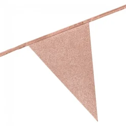 Glittrande flaggirlang i roséguld 6 meter