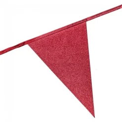 Glittrande flaggirlang i rött 6 meter