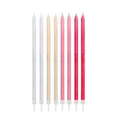 Glittriga Tårtljus - Rosa mix 24-pack