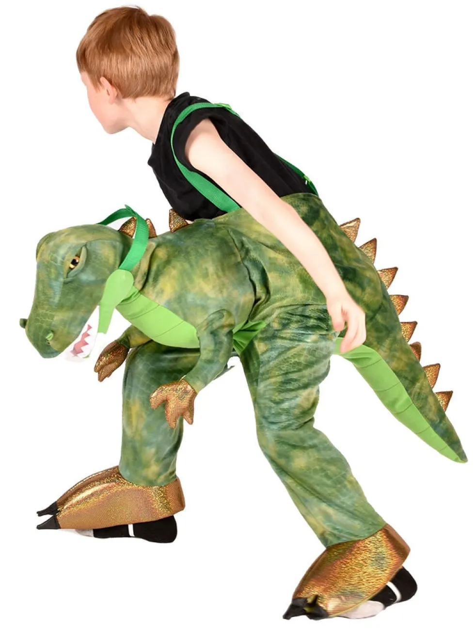 Grön Dinosaurie Jump-in Maskeraddräkt Barn 3-8 år