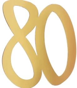 Gulddekorationer av papp 20 cm 80 år 4-pack