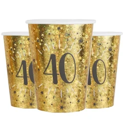 Guldglittriga muggar 40-årsfest 10-pack