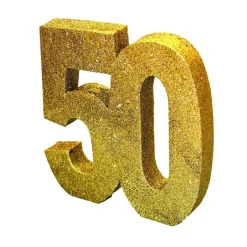 Guldglittrig bordsdekoration 50 år