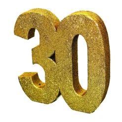 Guldglittrig bordsdekoration 30 år