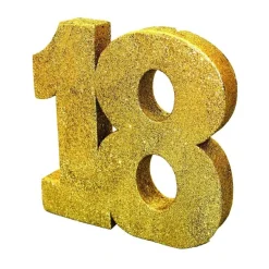 Guldglittrig bordsdekoration 18 år