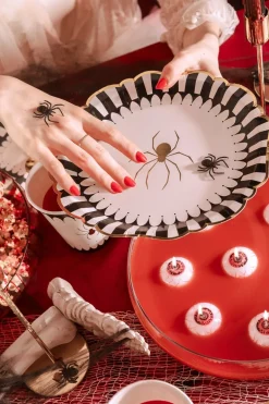 Halloweentallrikar med guldspindel 6-pack