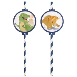 Happy Dinosaur - Pappsugrör 8-pack