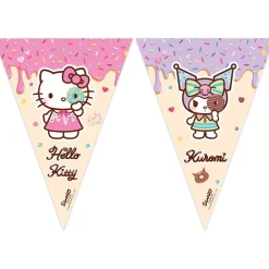 Hello Kitty & Kuromi - Flaggirlang av papper 230 cm
