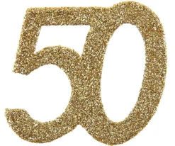 Jättekonfetti i Guld 50 år 6 cm 6-pack