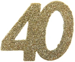 Jättekonfetti i Guld 40 år 6 cm 6-pack