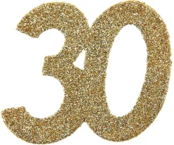 Jättekonfetti i Guld 30 år 6 cm 6-pack
