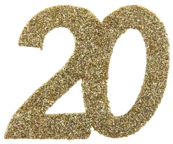 Jättekonfetti i Guld 20 år 6 cm 6-pack