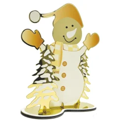 Juldekoration speglar - Snögubbe i guld 20 cm