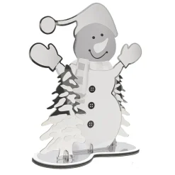 Juldekoration speglar - Snögubbe i silver 20 cm