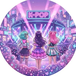 K-Pop Tårtbild Sockerpasta 20 cm