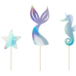 Mermaid Cake Toppers Skimrande 3-pack