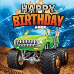 Monster Truck - Servetter Happy Birthday 16-pack