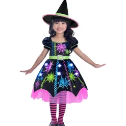 Neon Spider Witch Maskeraddräkt Barn 3-6 år