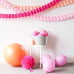 Pappersgirlanger Rosa 3 meter 3-pack