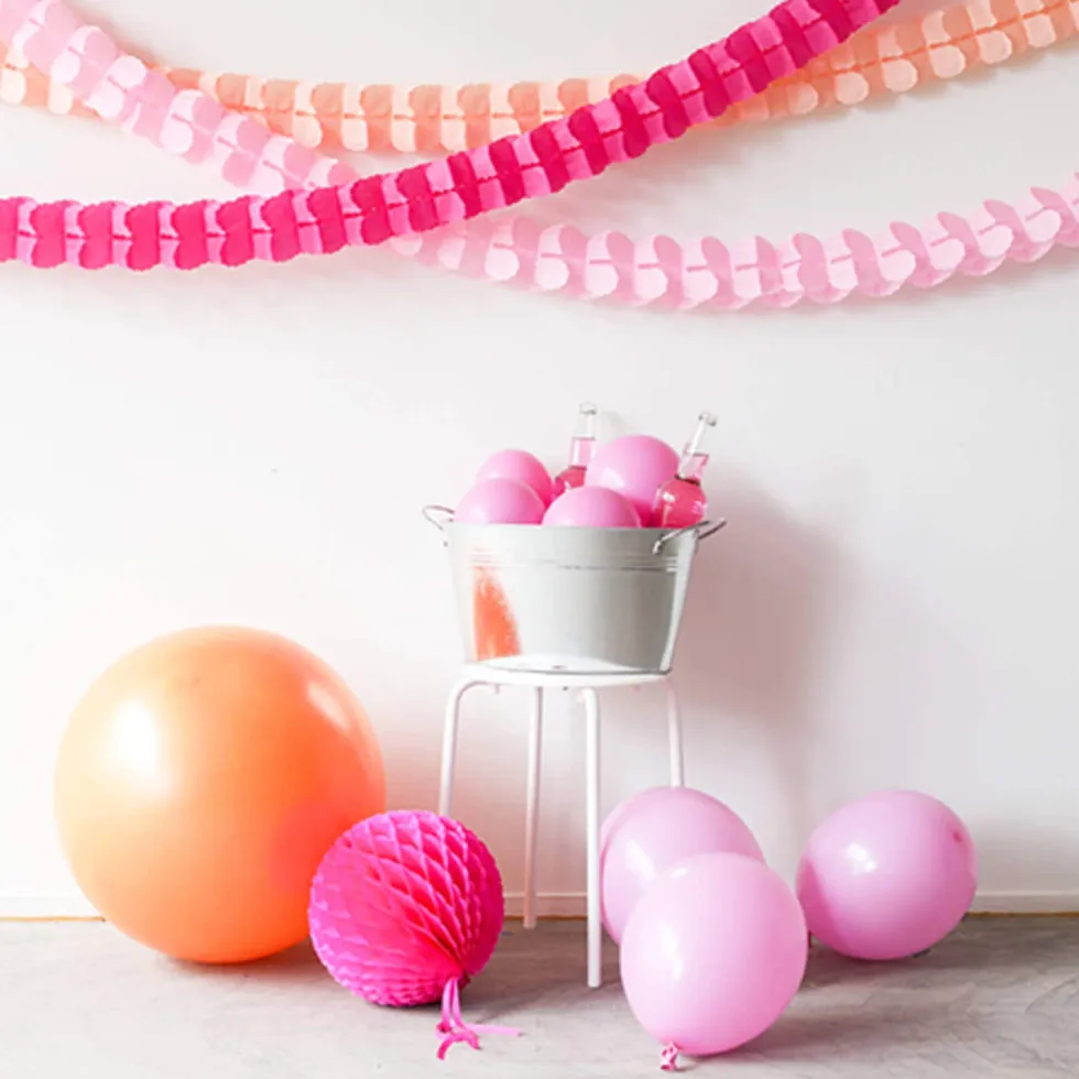 Pappersgirlanger Rosa 3 meter 3-pack