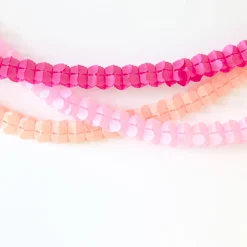 Pappersgirlanger Rosa 3 meter 3-pack