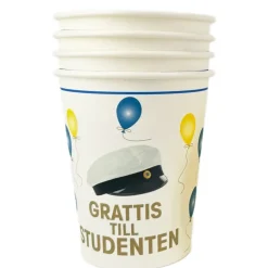 Pappmuggar Grattis till Studenten 8-pack