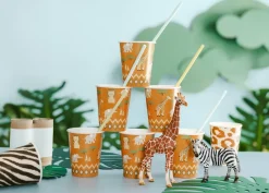 Pappmuggar Safaridjur 6-pack