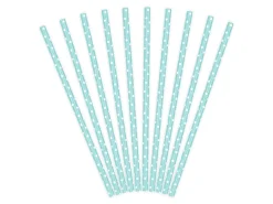 Pappsugrör - Prickiga Ljusblå 10-pack