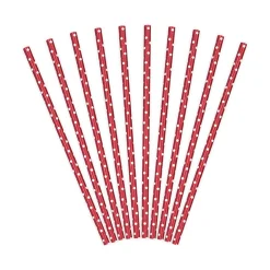 Pappsugrör - Prickiga Röda 10-pack