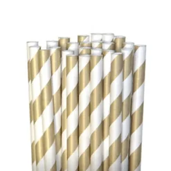 Pappsugrör - Randiga Guld 10-pack
