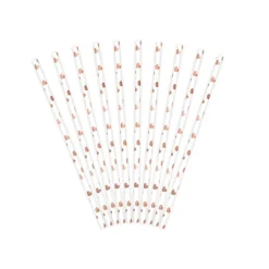 Pappsugrör - Roséguldhjärtan 10-pack