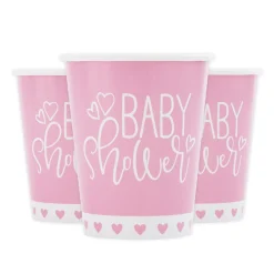 Pink Heart Babyshower - Pappmuggar 8-pack