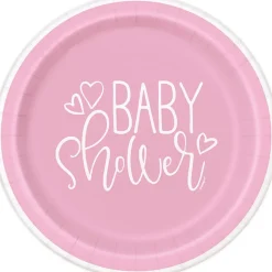 Pink Heart Babyshower - Tallrikar 8-pack