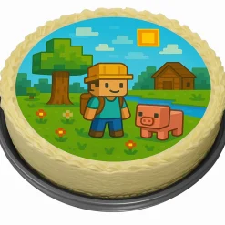 Pixelvärld Tårtbild Sockerpasta 20 cm
