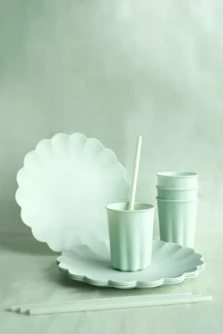 Plastsugrör, Pastellgröna 23 cm 12-pack