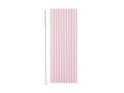 Plastsugrör, Pastellrosa 23 cm 12-pack