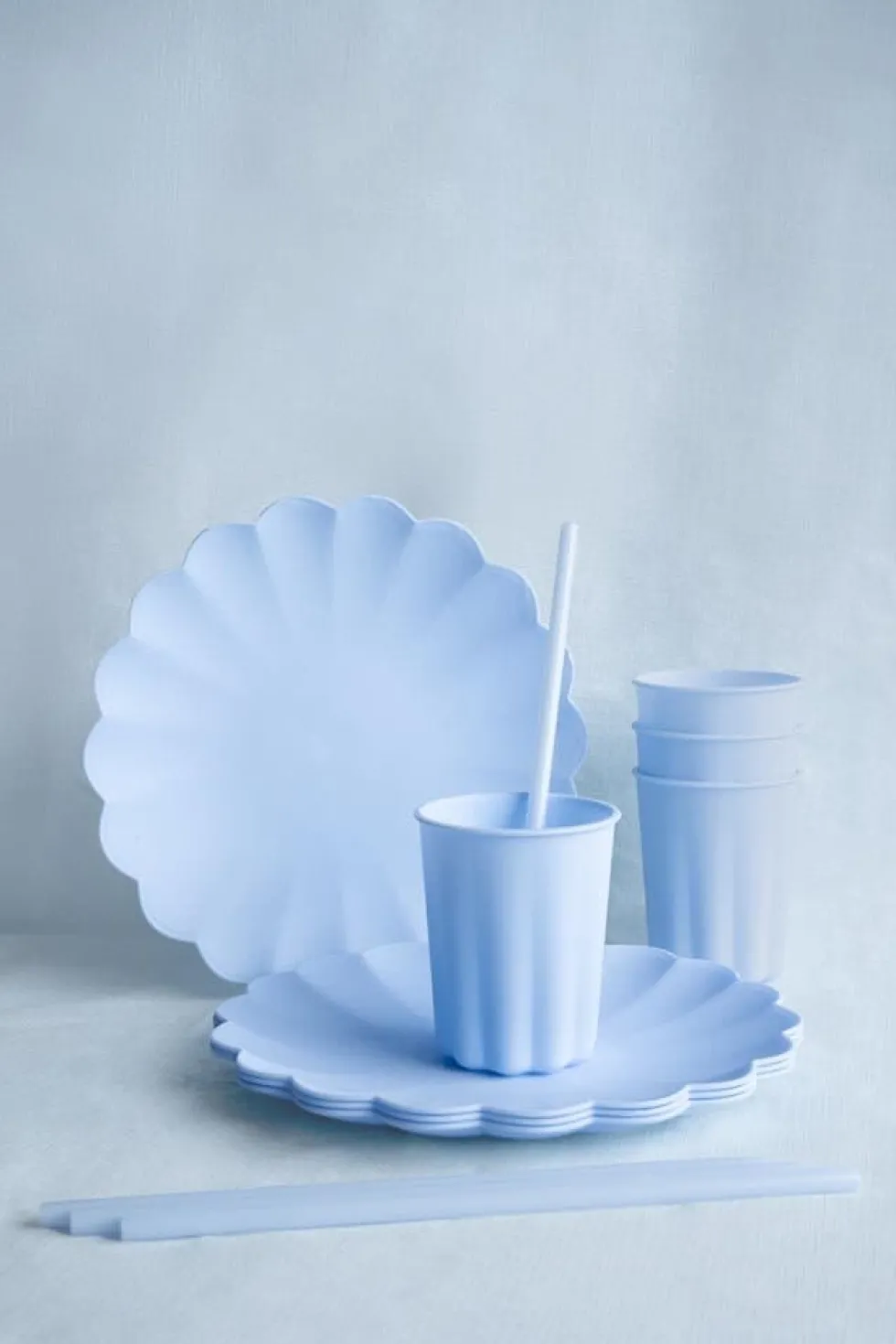 Plasttallrikar, Pastellblå 22 cm 4-pack