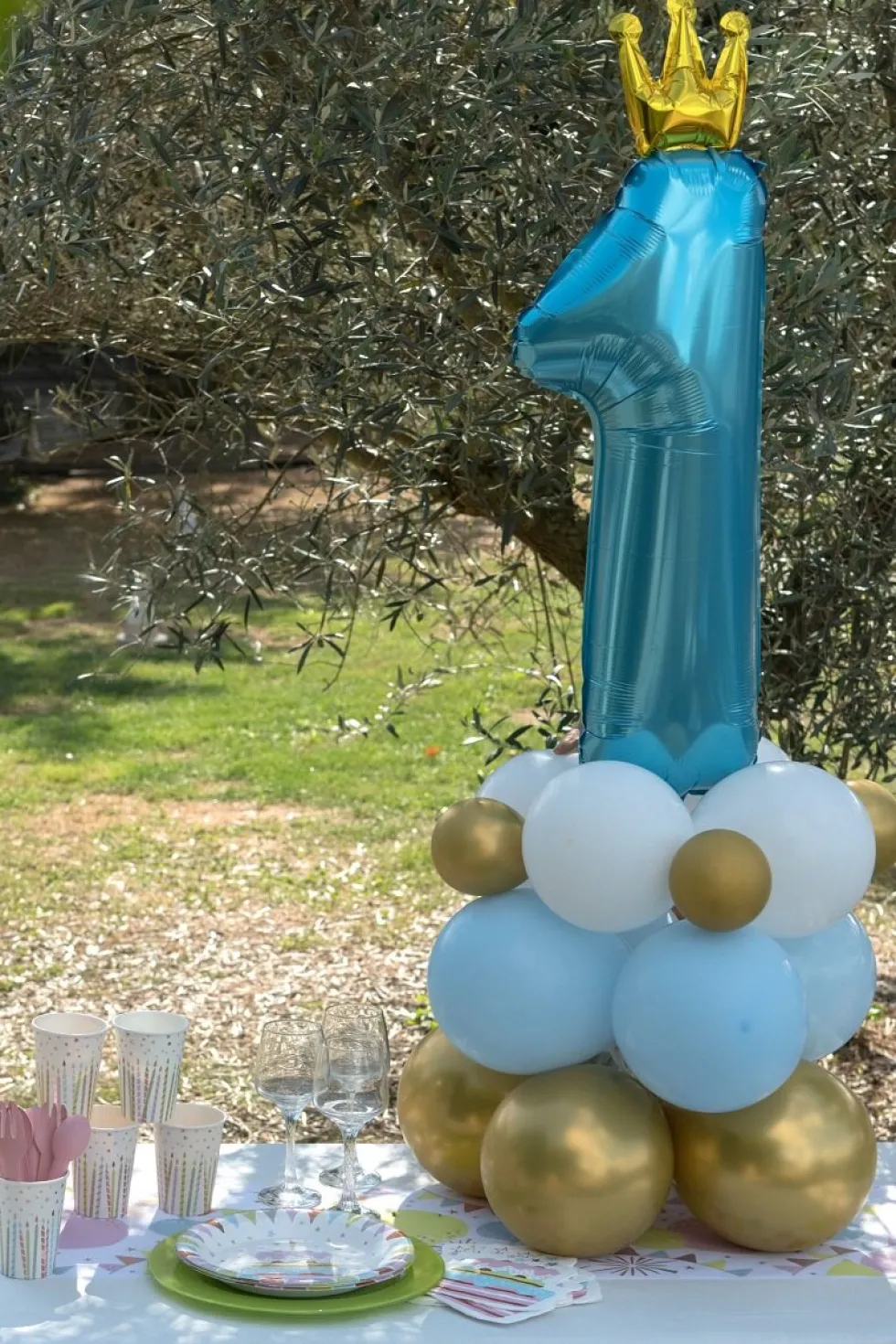 1 år Ballongdekorationskit i blått