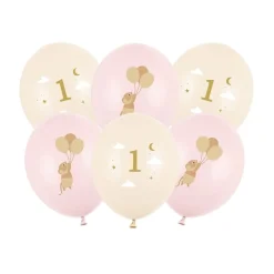 Rosa Mus Ballongmix 1 år 6-pack