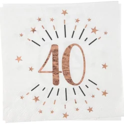Roseguldglittriga servetter 40 år 10-pack