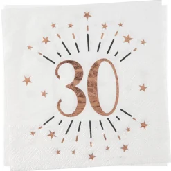 Roseguldglittriga servetter 30 år 10-pack