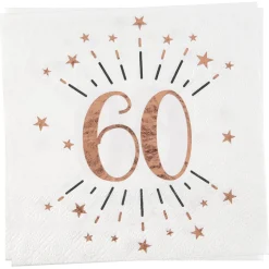 Roseguldglittriga servetter 60 år 10-pack