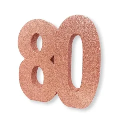 Roséglittrig bordsdekoration 80 år