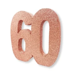 Roséglittrig bordsdekoration 60 år