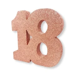Roséglittrig bordsdekoration 18 år