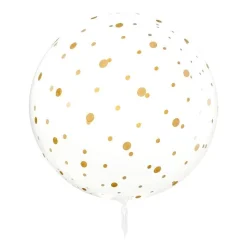 Rund transparant ballong med guldprickar 60 cm