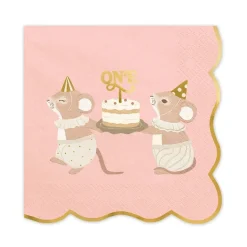 Servetter 1-årskalas Rosa Möss 12-pack