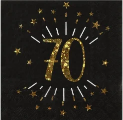 Servetter Svart & Guld 70-årsfest 10-pack