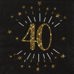 Servetter Svart & Guld 40-årsfest 10-pack