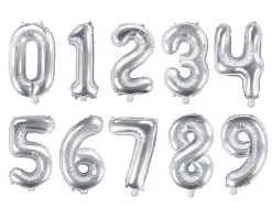 Sifferballonger i Silver 35 cm
